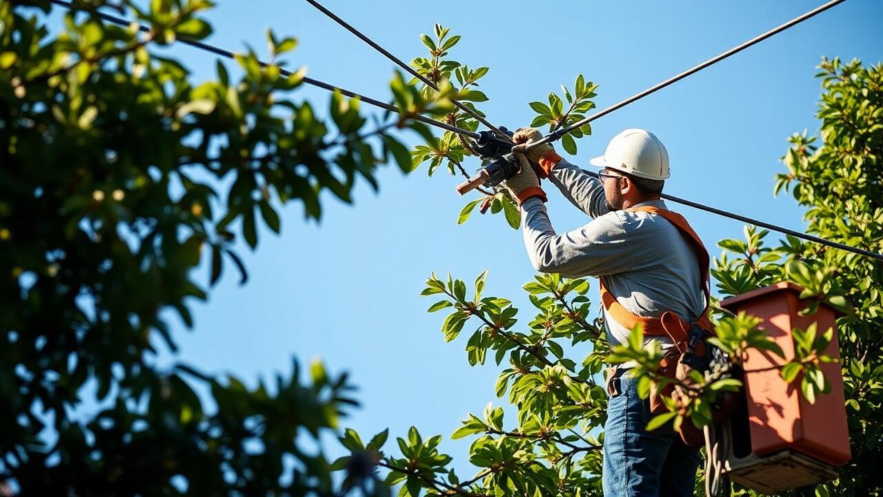 Who to call to trim trees around power lines?